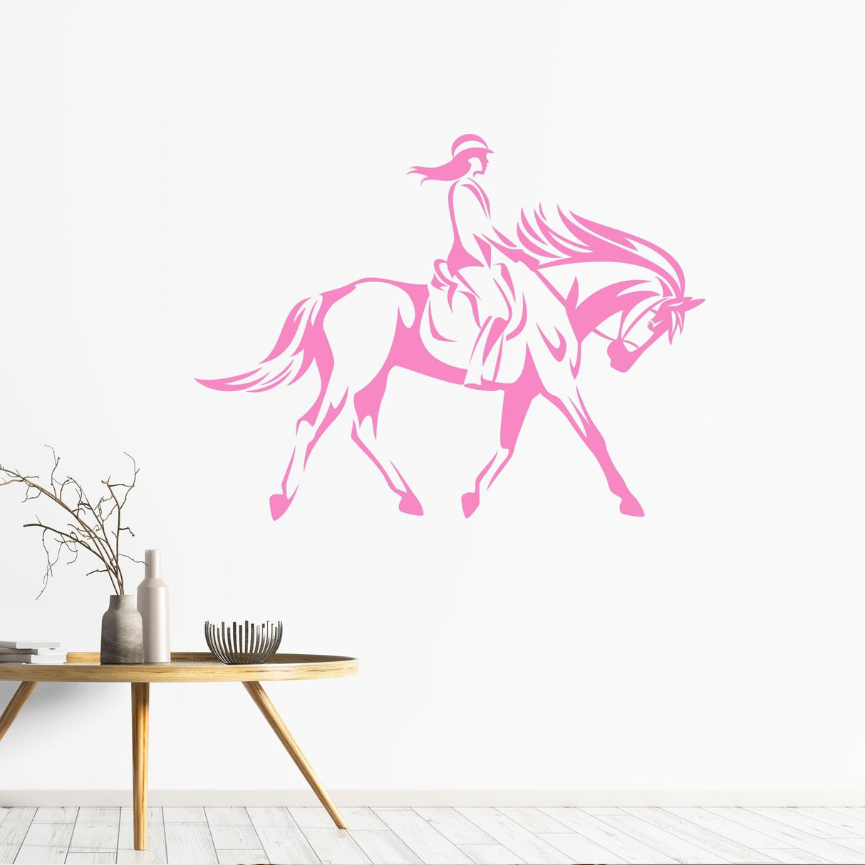 Dressage Horse and Rider Female Equine Wall Stickers Pink