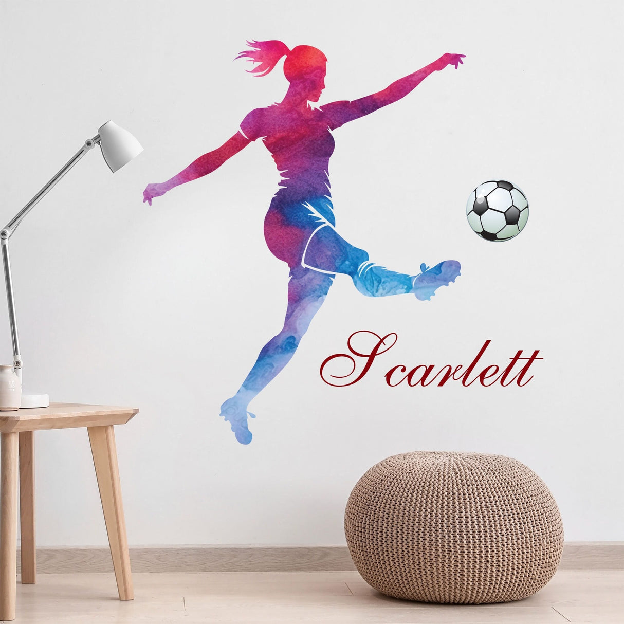 Personalised Female Footballer action figure wall stickers