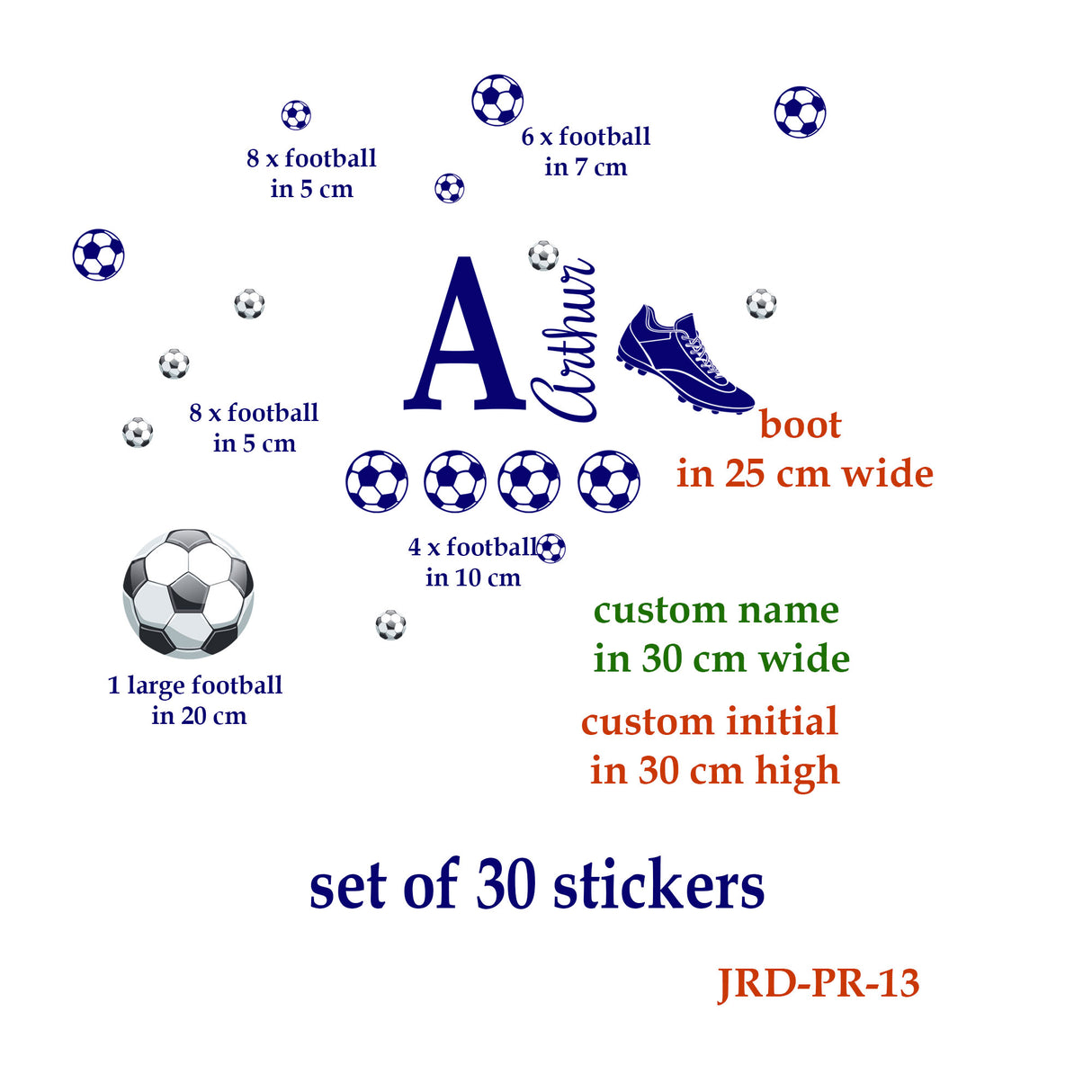 Custom Football Name Wall Stickers – Personalised Football Boot & Ball
