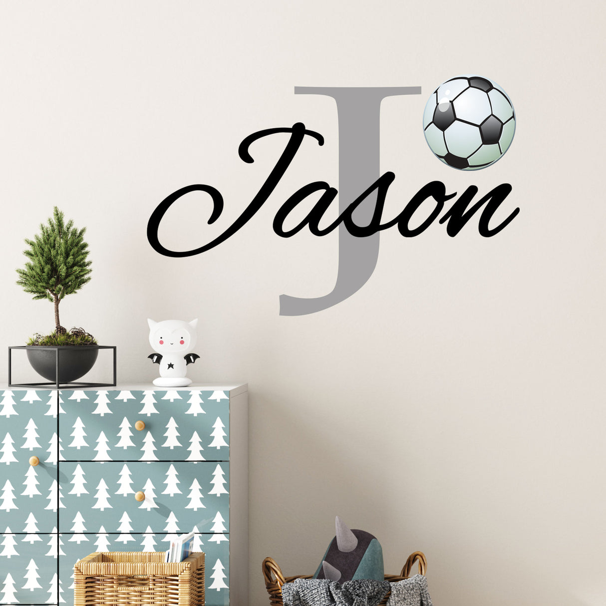 Custom Name Initial Football Wall art Stickers