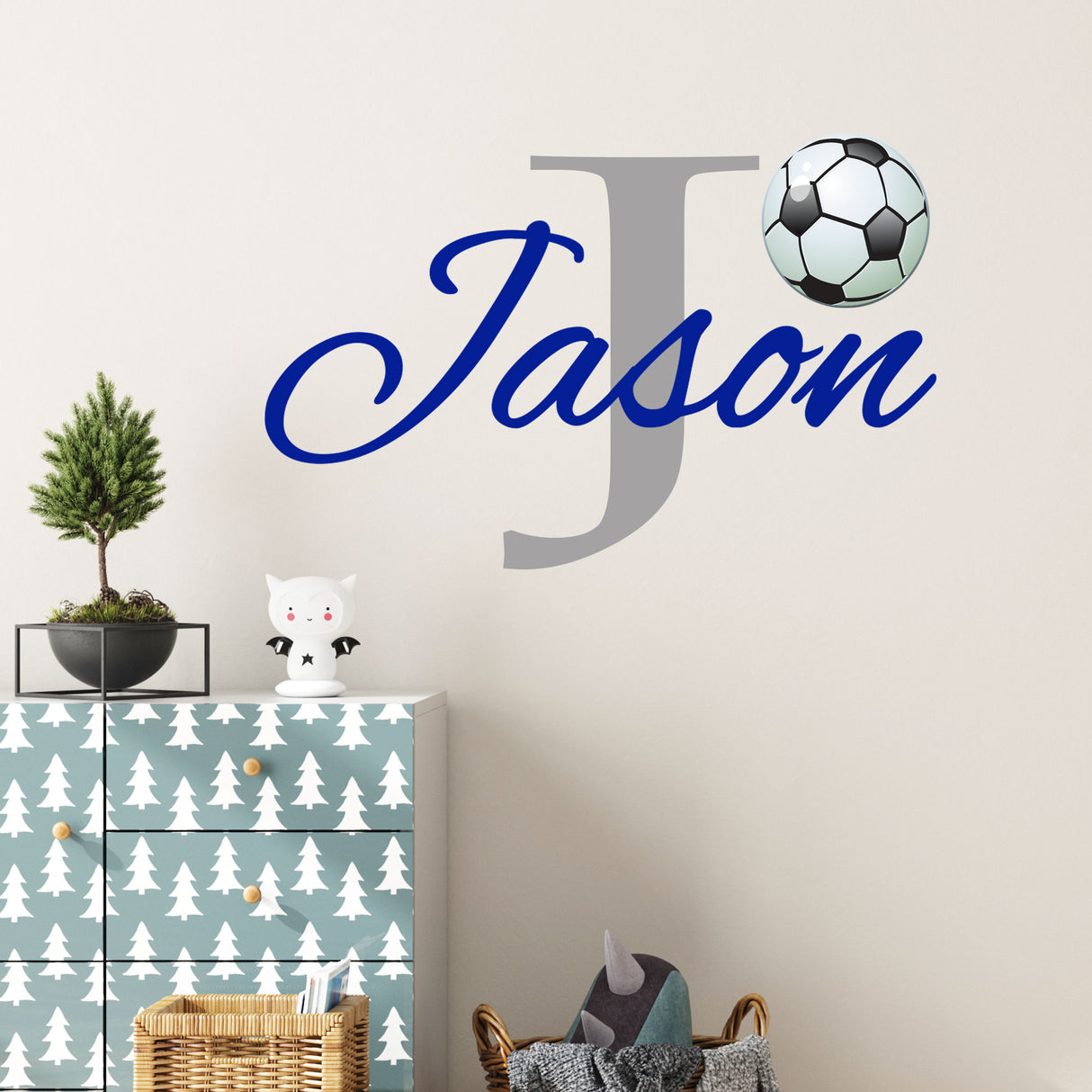 Custom Name Initial Football Wall art Stickers