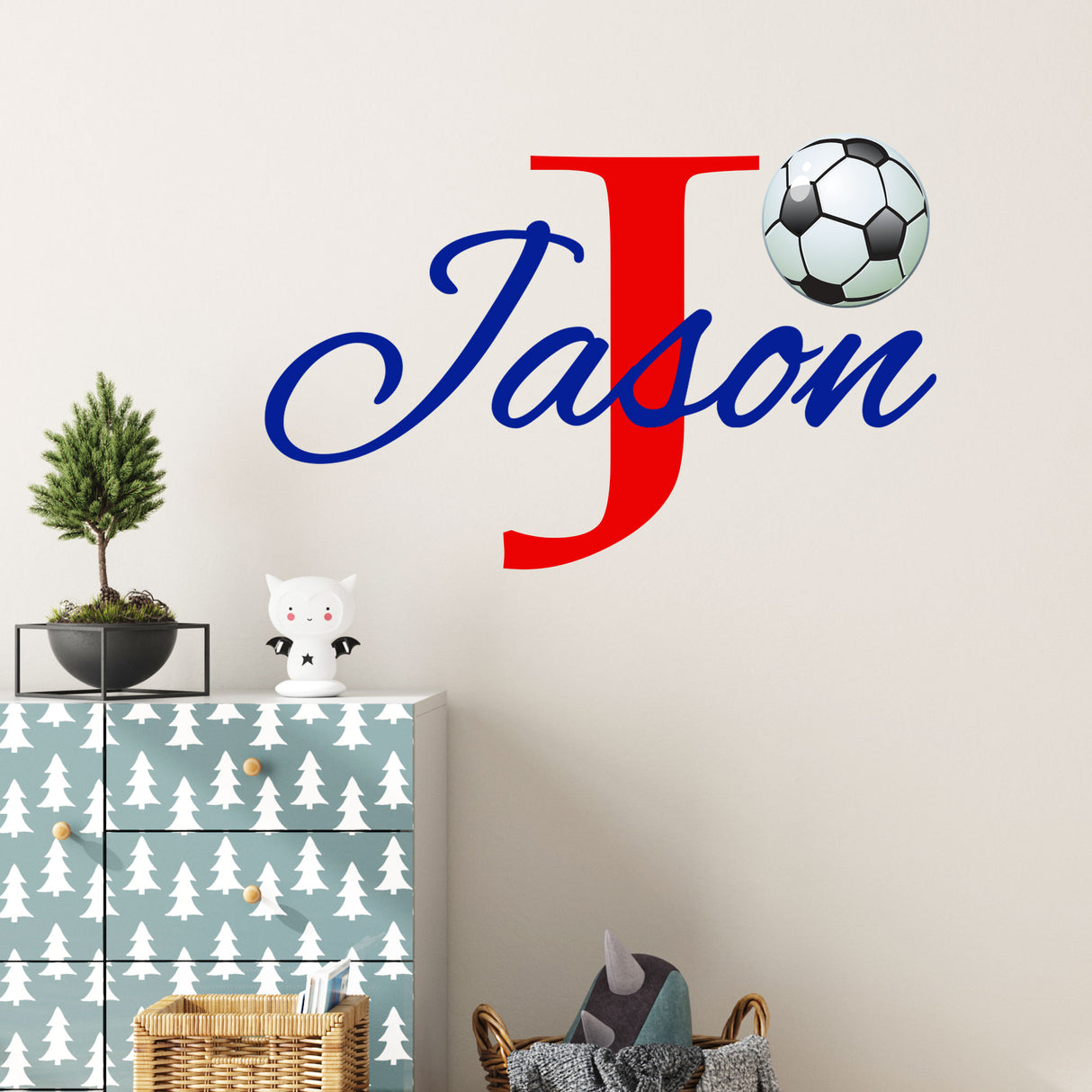 Custom Name Initial Football Wall art Stickers