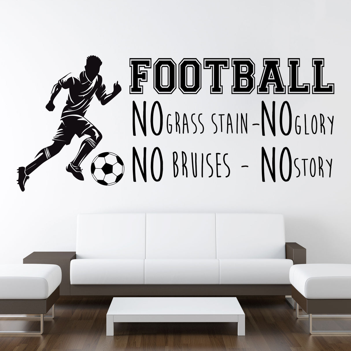 Football- No Grass stain- No Glory," Sports wall stickers Motivational wall quotes