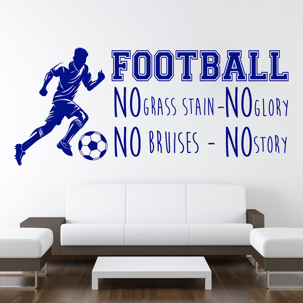 Football- No Grass stain- No Glory," Sports wall stickers Motivational wall quotes