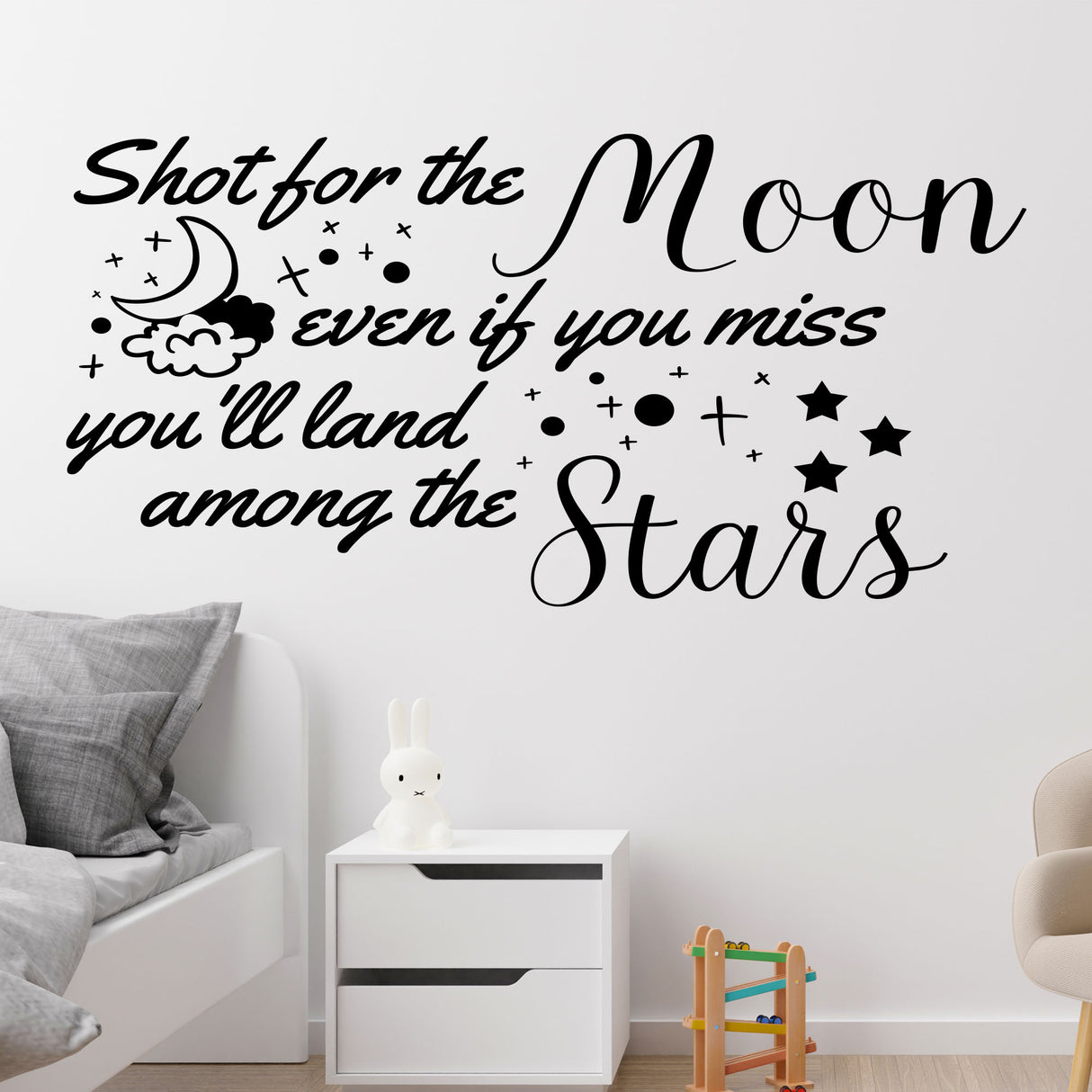 Nursery quote wall stickers, Shot for the Moon - quotes wall stickers
