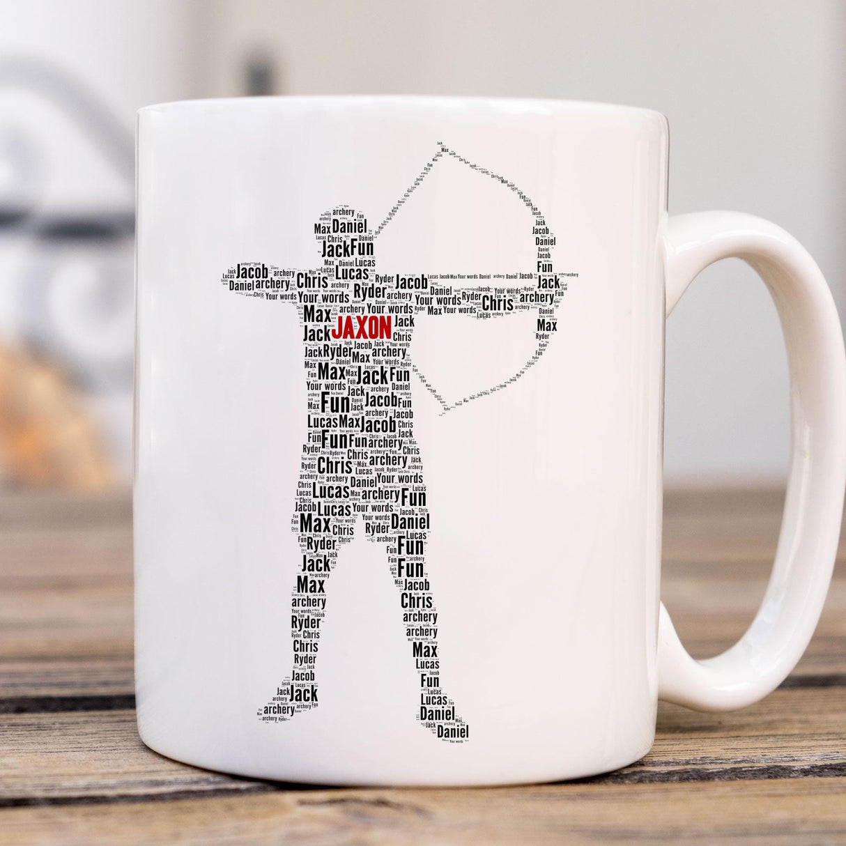 Personalised Archery Player Word Art Printed Mug Gift