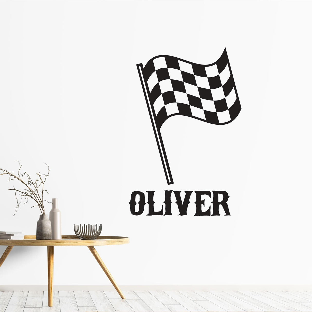 Personalised Checkered Flags Wall Stickers