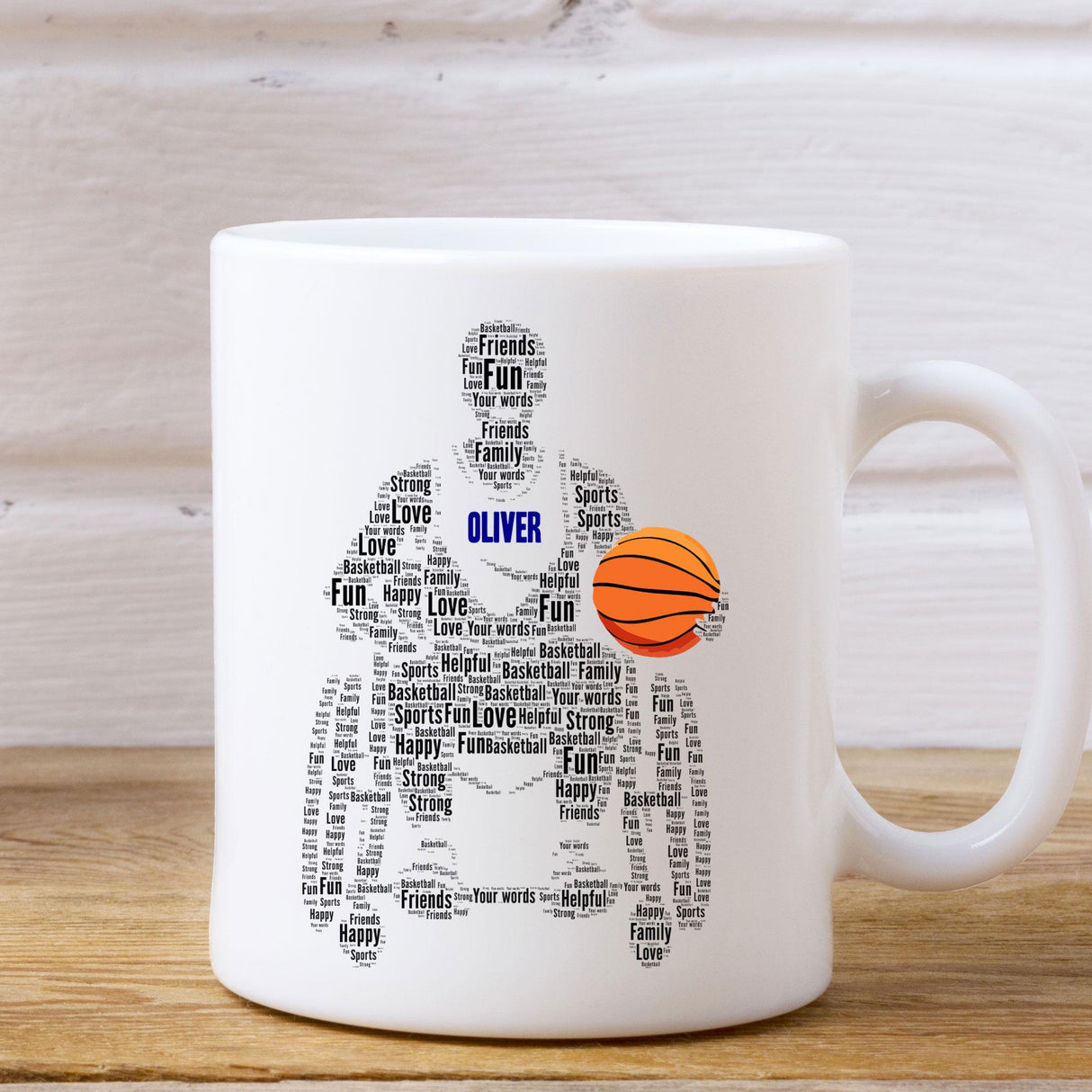 Personalised Male Wheelchair Basketball Word Art Mug
