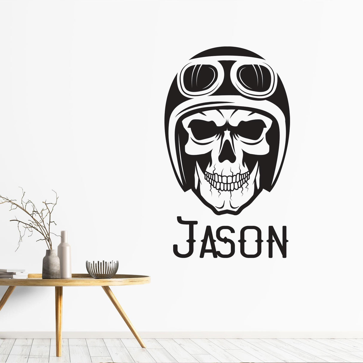 Personalised Sport Bike Helmet Skull Wall Stickers