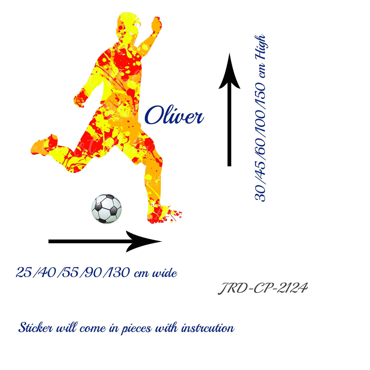 Personalised male Footballer Action Wall Stickers