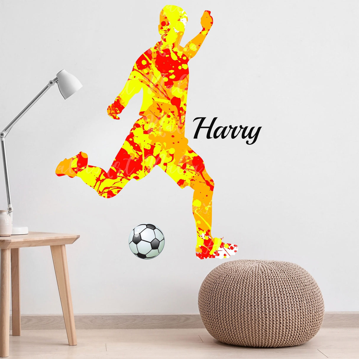 Personalised male Footballer Action Wall Stickers