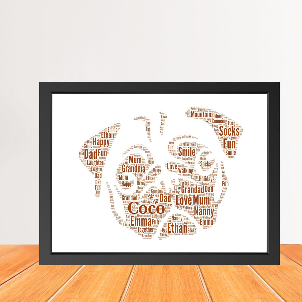 Personalized Pug Dog Word Art Print