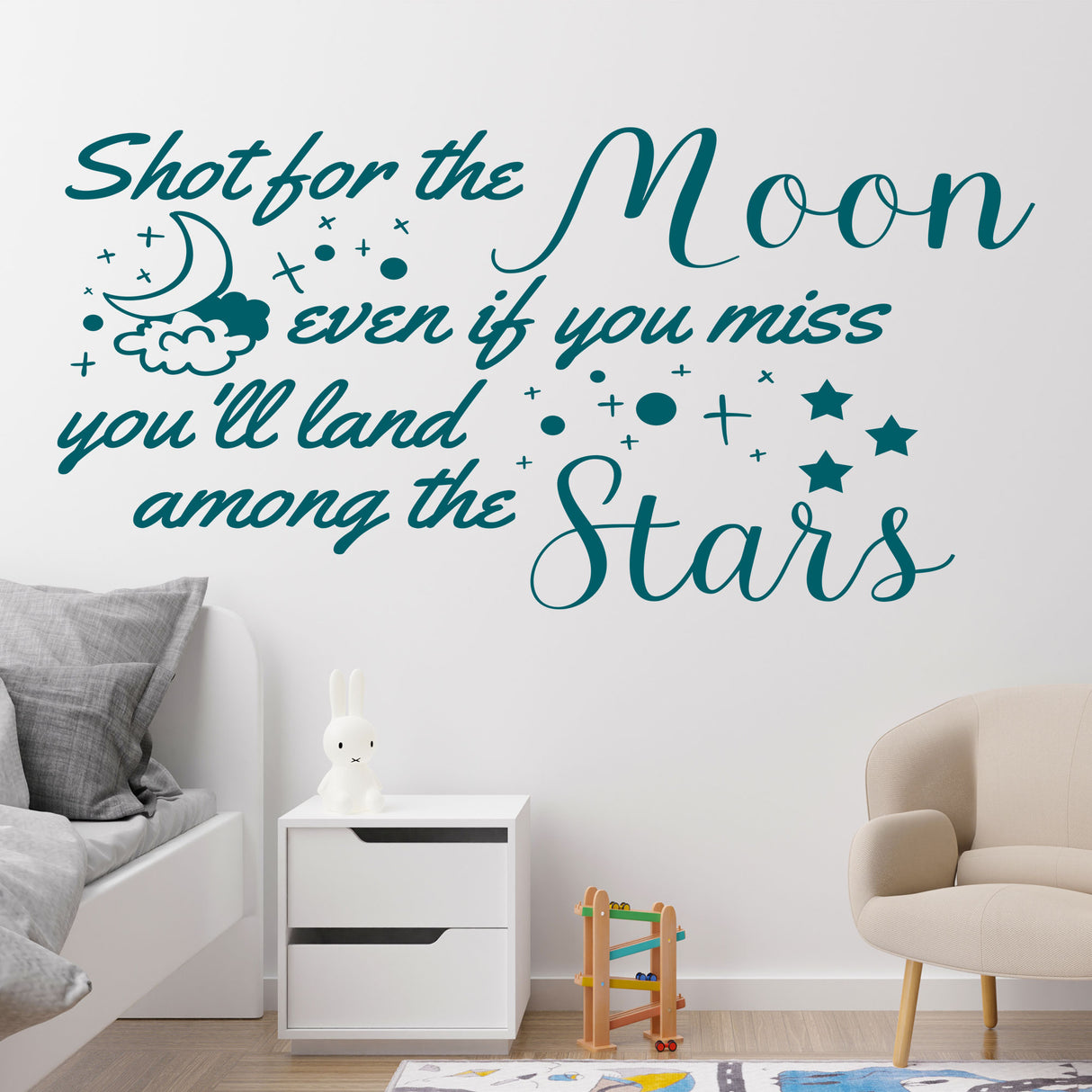 Nursery quote wall stickers, Shot for the Moon - quotes wall stickers