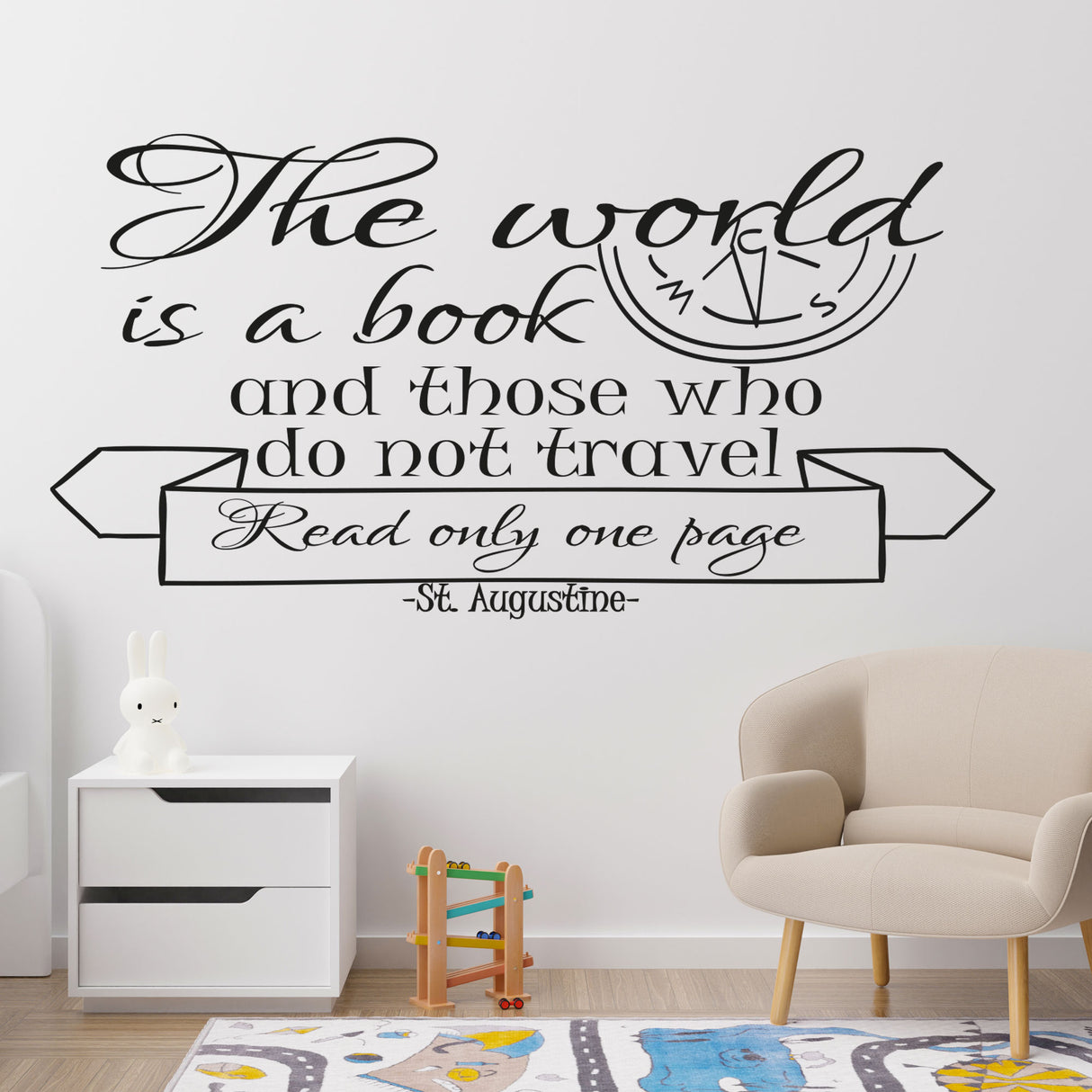 The world is a book - inspirational quotes wall stickers for schools