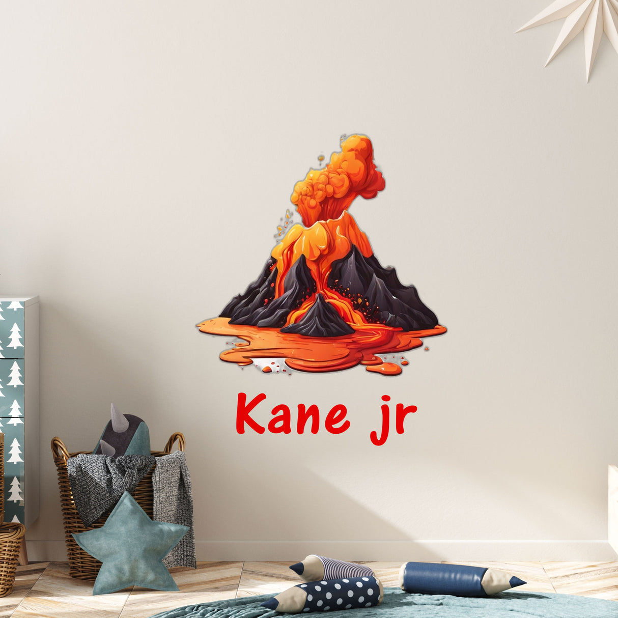 Personalised Volcano and lava pouring Boys room wall stickers