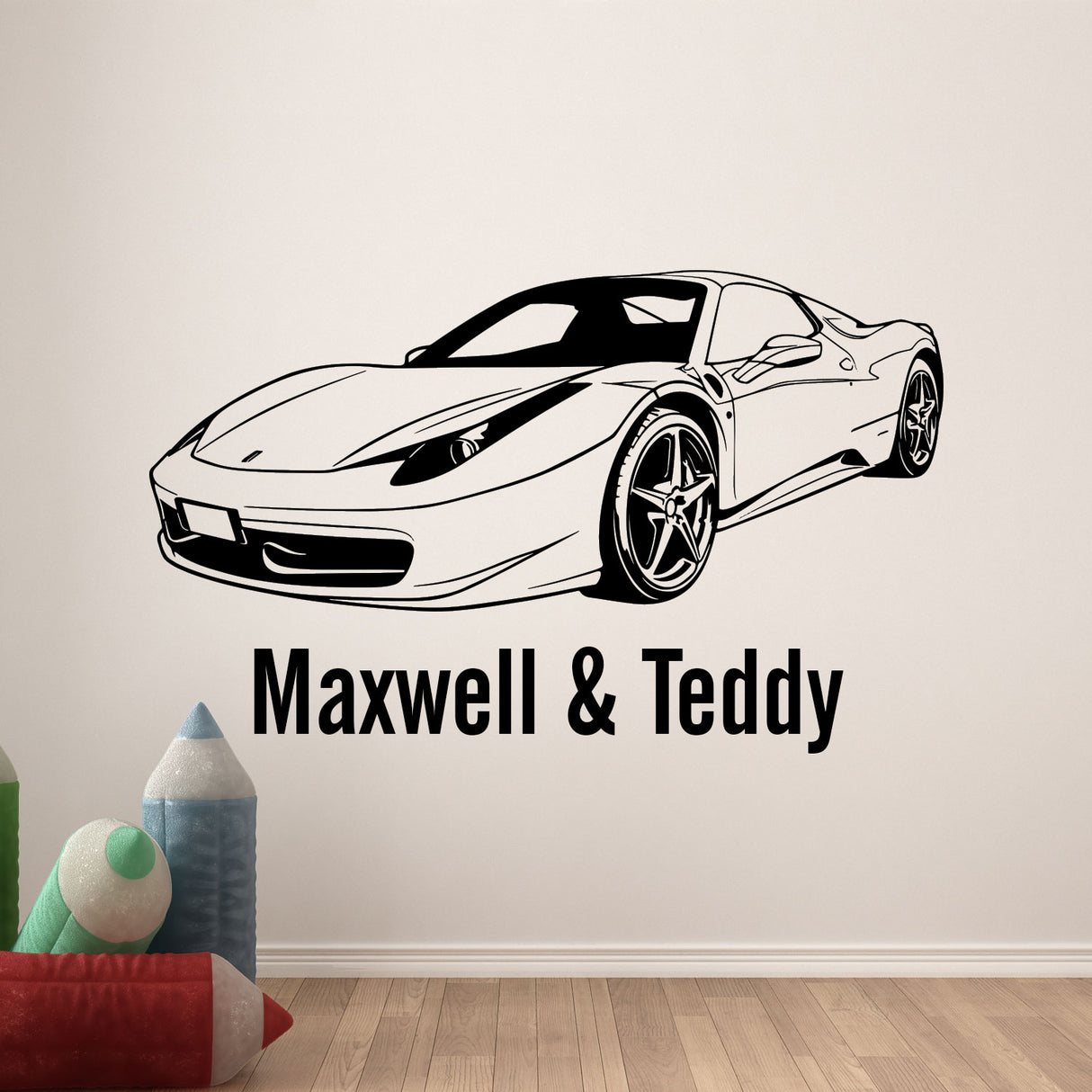 Ferrari Sports Car and Checkered flag Wall Sticker