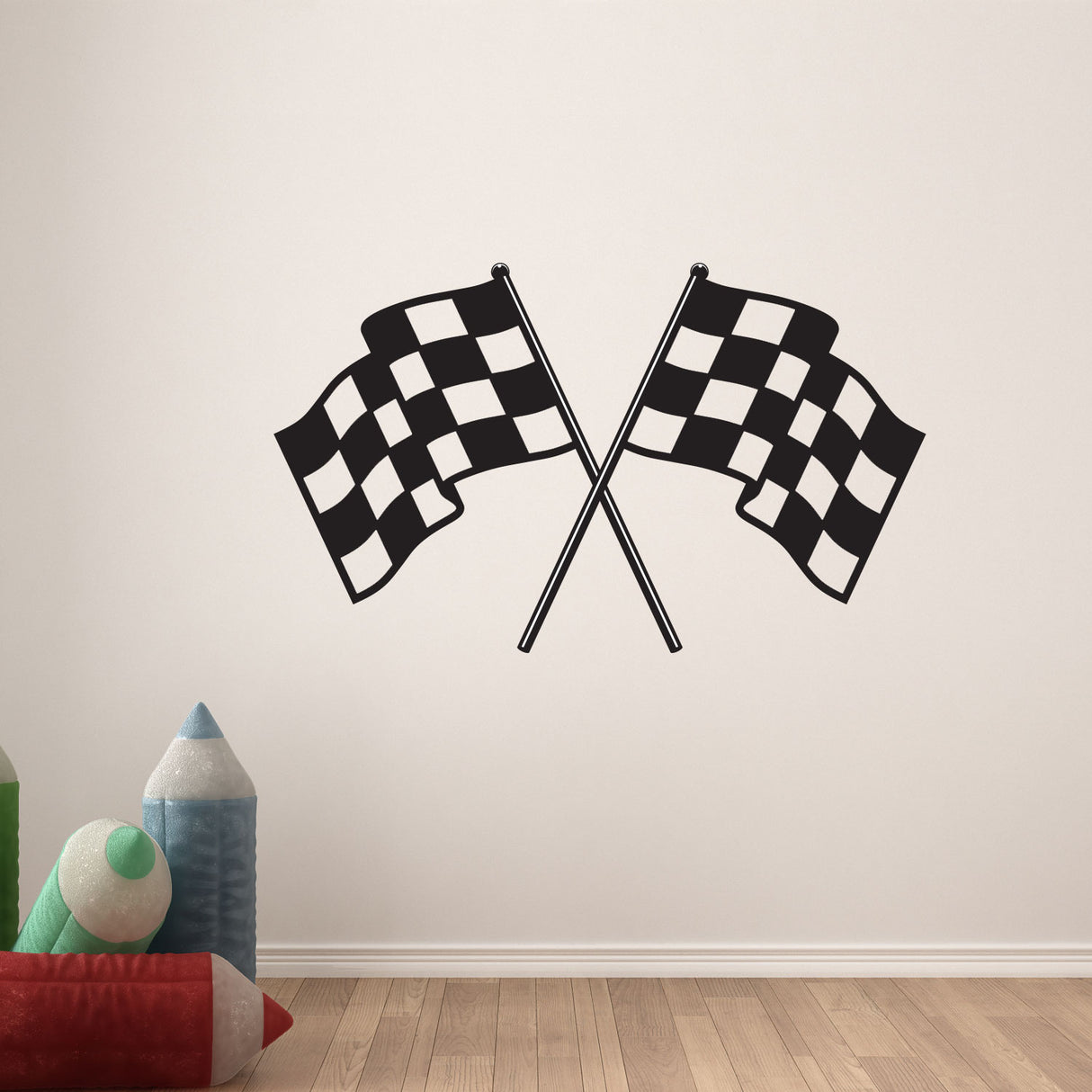 Ferrari Sports Car and Checkered flag Wall Sticker