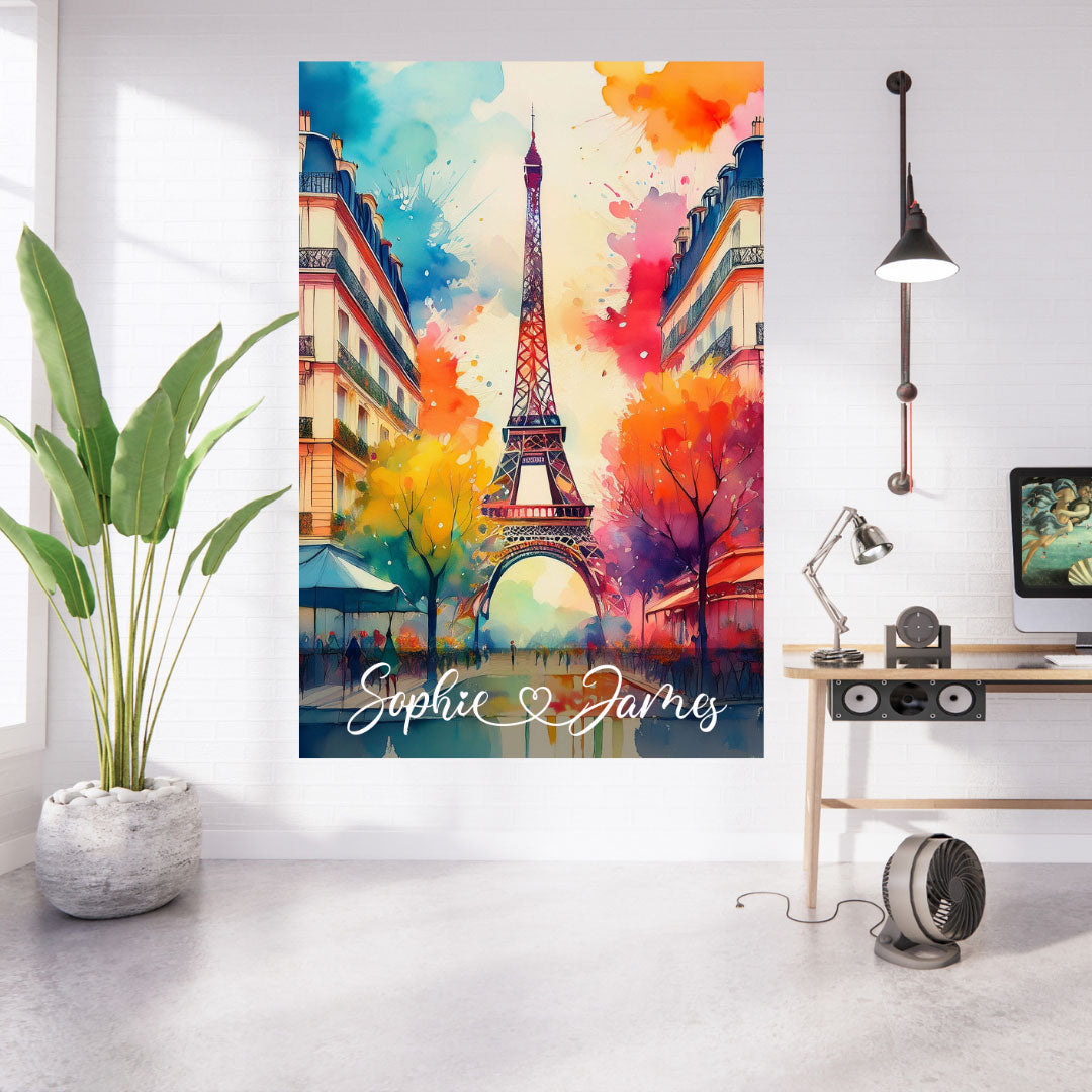 Romantic Eiffel Tower Paris Water Color Wall decals