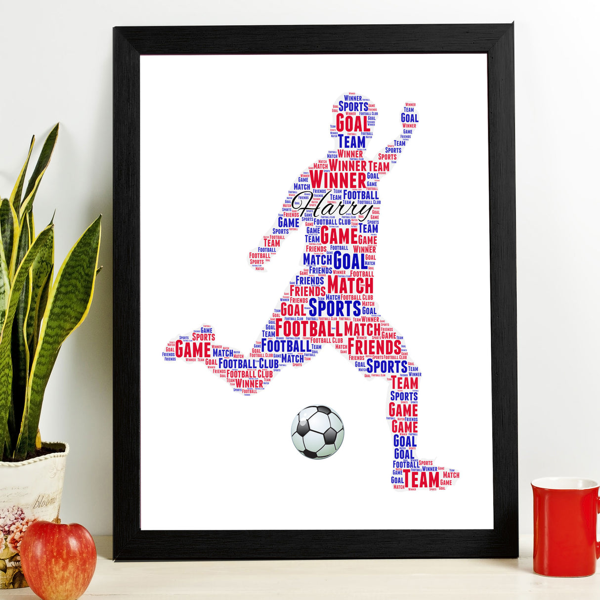 Uk football action figure Custom word art with name and team badge