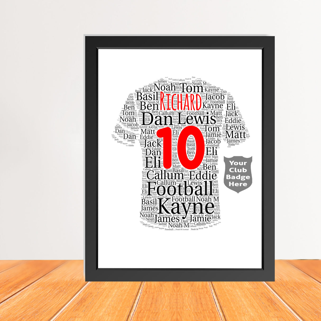 Personalized UK Football Shirt number Word Art Print - Gift for team player