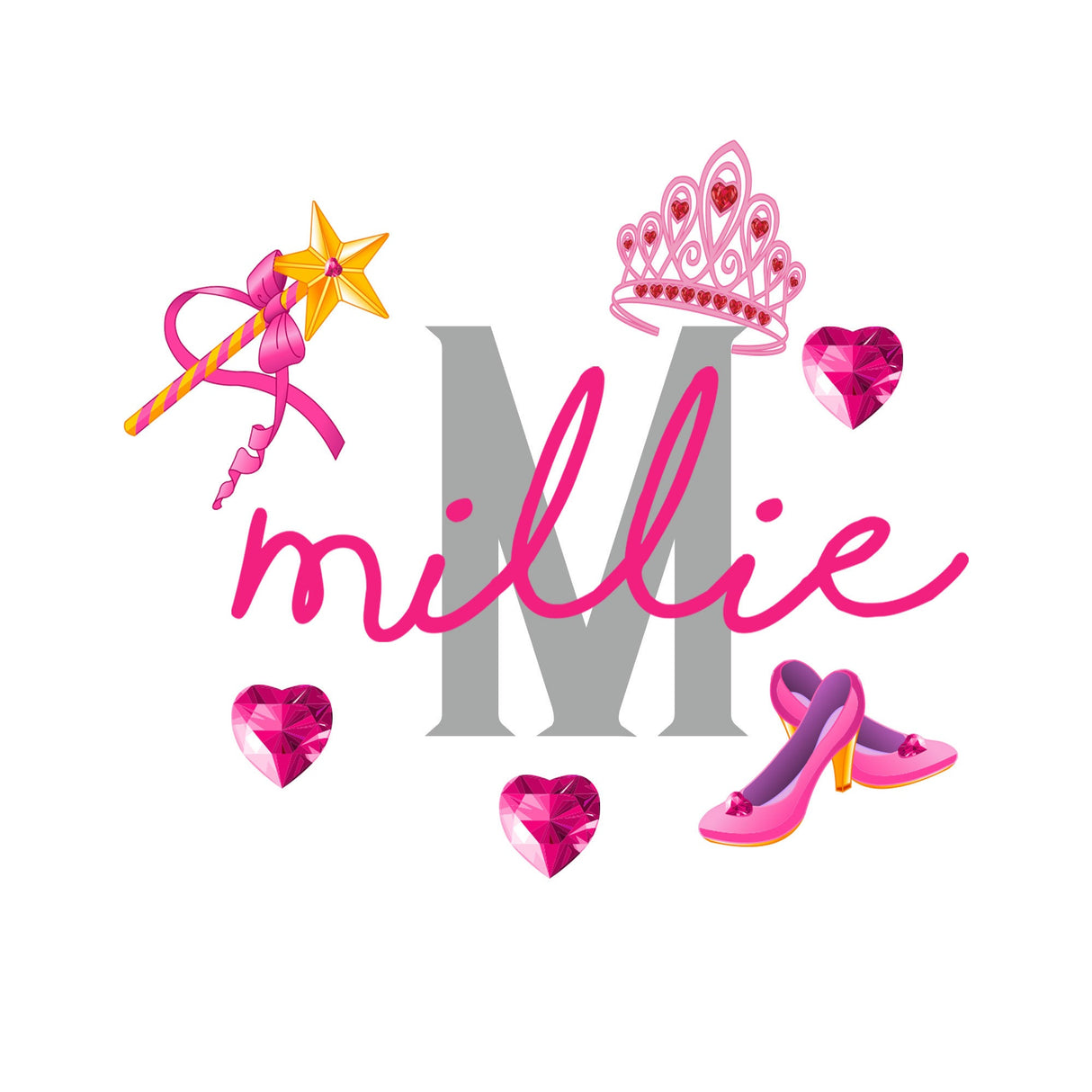 Princess Crown Wall Decal Personalised name wall stickers Initial Letter Girls bedroom baby teen nursery Decor Removable Vinyl