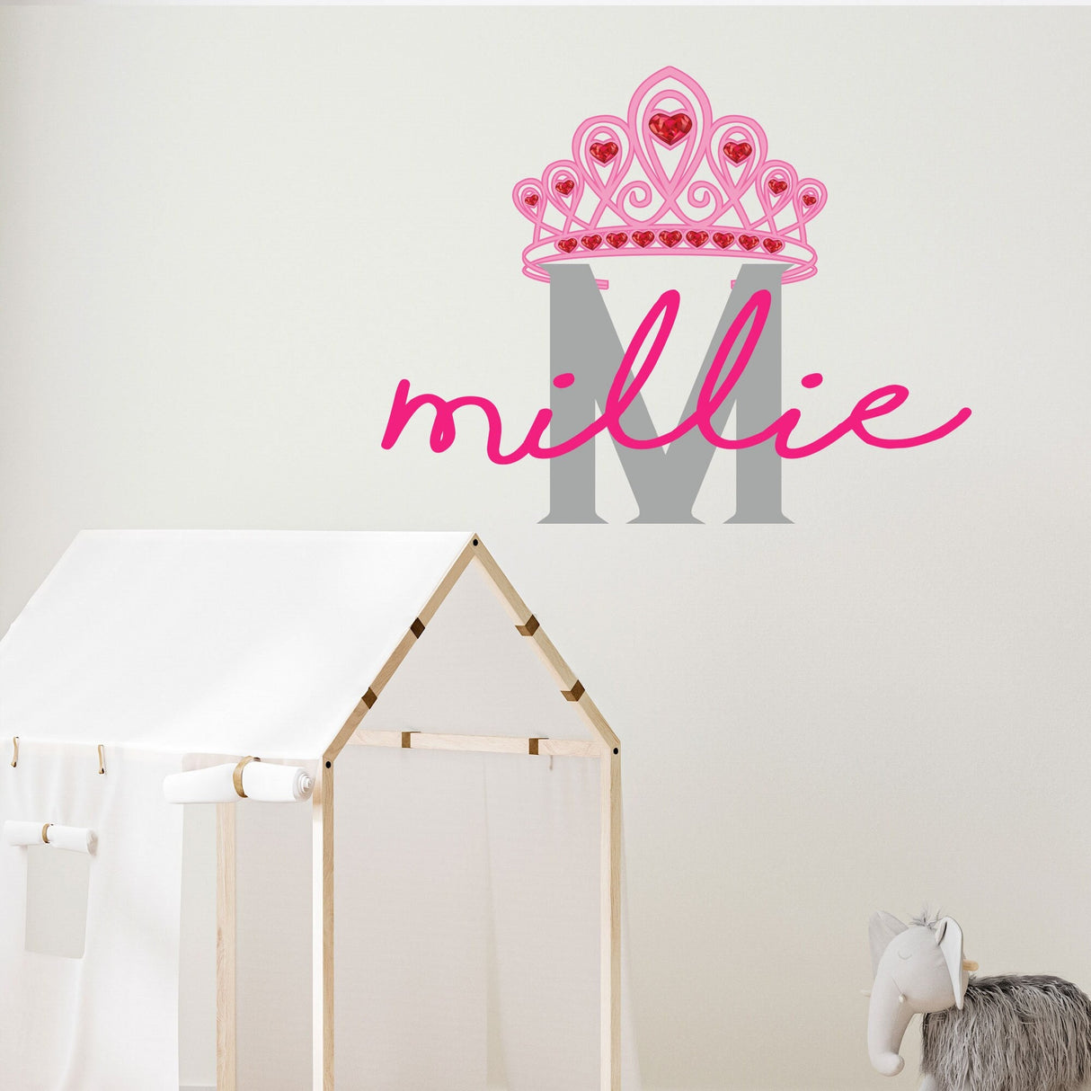 Princess Crown Wall Decal Personalised name wall stickers Initial Letter Girls bedroom baby nursery Decor Removable Vinyl
