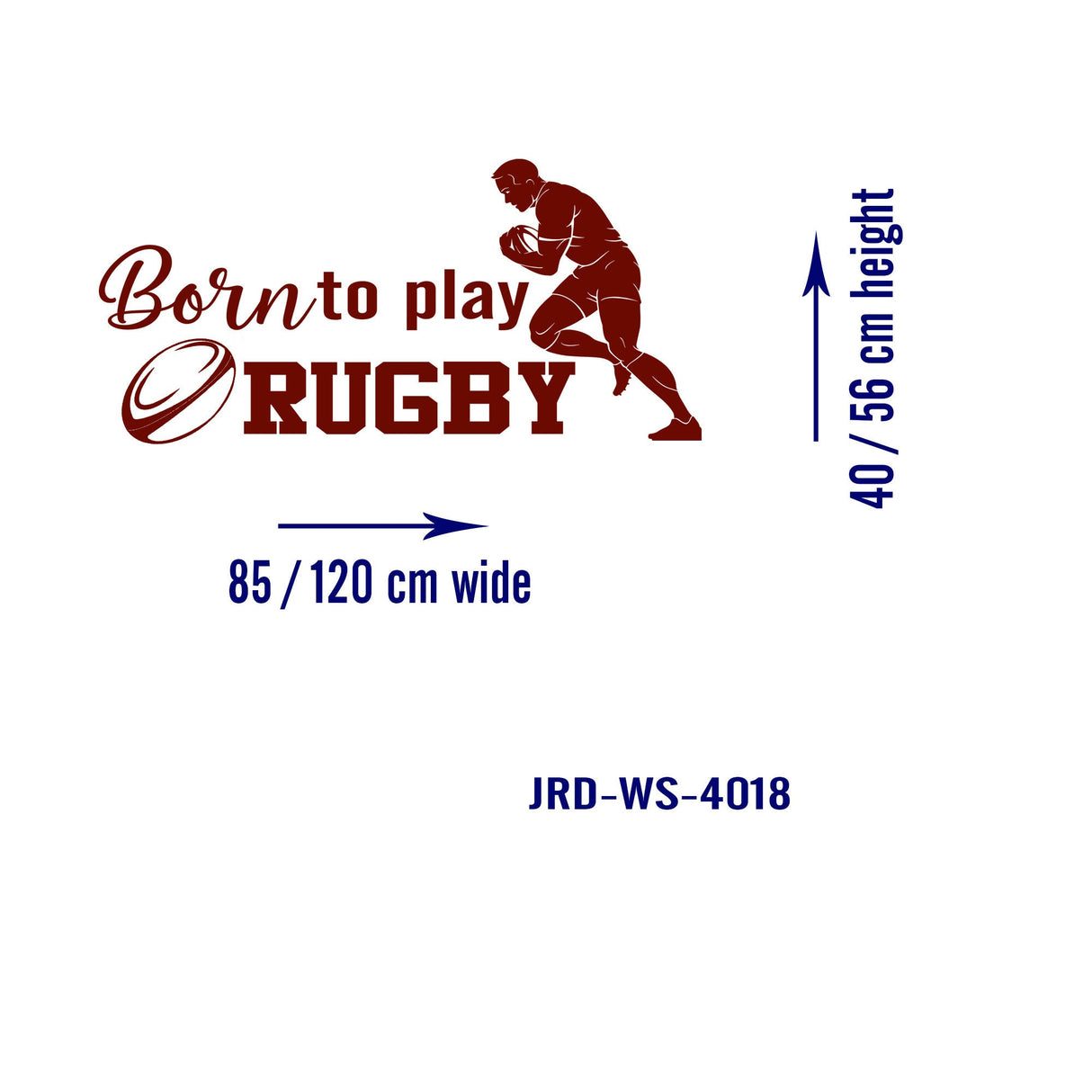 Personalised Name Rugby Born to Play Rugby Quote Wall Stickers