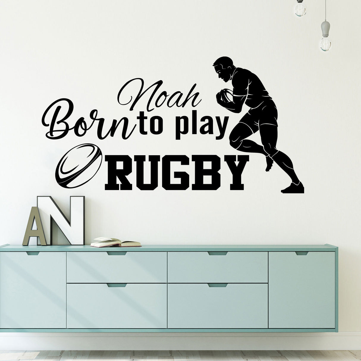 Custom Name Rugby Born to Play Rugby Quote Wall Stickers