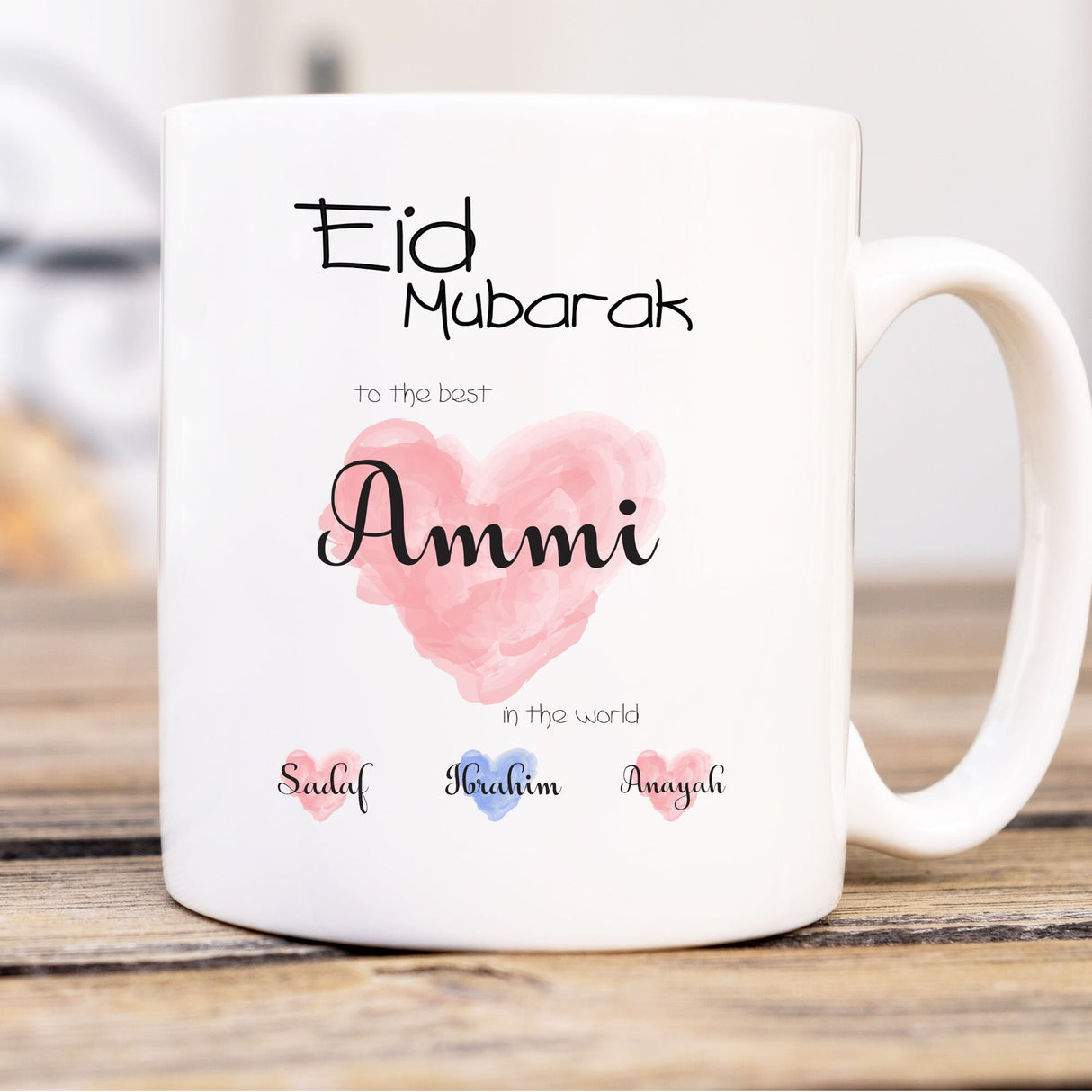 Personalised Eid Mubarak Gift Mug for Abu, Ammi | Islamic Eid Gift for Father and Mother coffee Mugs, Custom name Eid Gift for parents