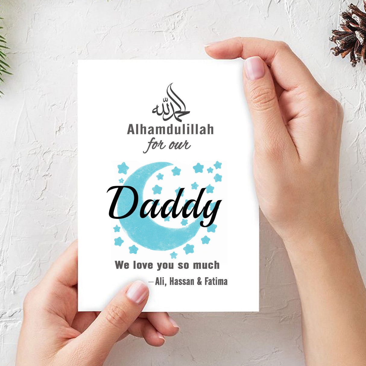 Personalized Eid Cards for Mum, Alhamdulillah for our Mum, Mothers, sisters, brothers, Grandparents, Eid greeting cards with children's name