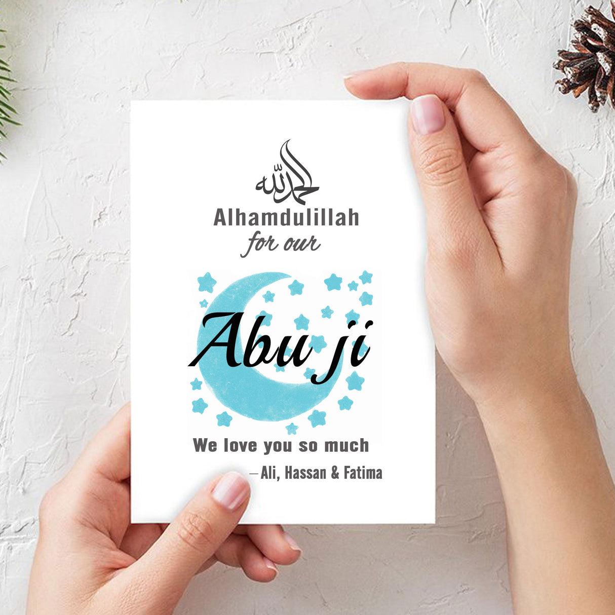 Personalized Eid Cards for Mum, Alhamdulillah for our Mum, Mothers, sisters, brothers, Grandparents, Eid greeting cards with children's name