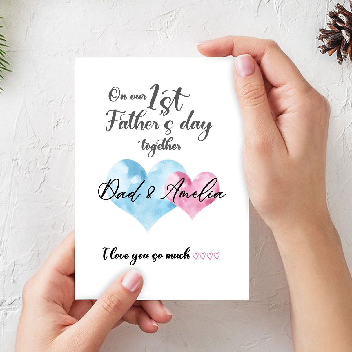 Personalized Happy 1st Fathers Day Card, Fathers Day Card for Muslim Daddy, On Our First Father's Day Card, Heart Father's Day Card