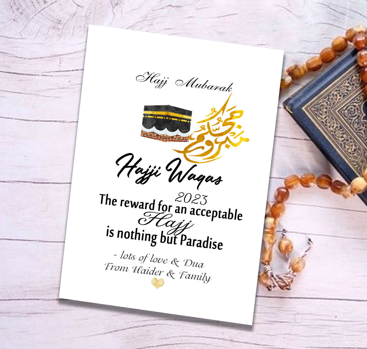 Personalized Hajj Gift, Hajj Mubarak Cards, Personalised Hajj Mubarak Greeting Cards, Hajj cards for family and friends