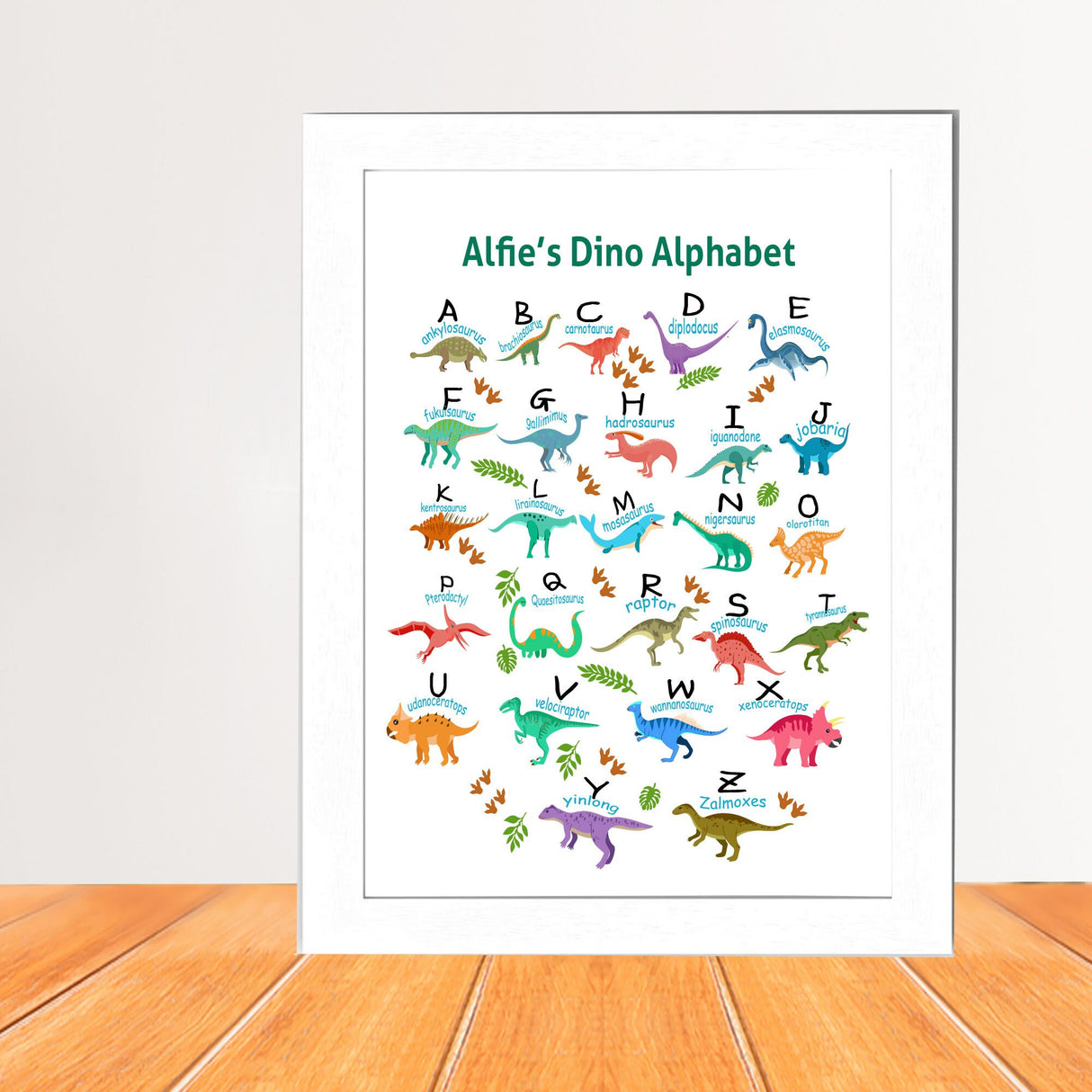 Personalized Dinosaur Print - Dino print - A5, A4 A3 Prints & Framed Wall Art, Wall Frame print, Custom name canvas print