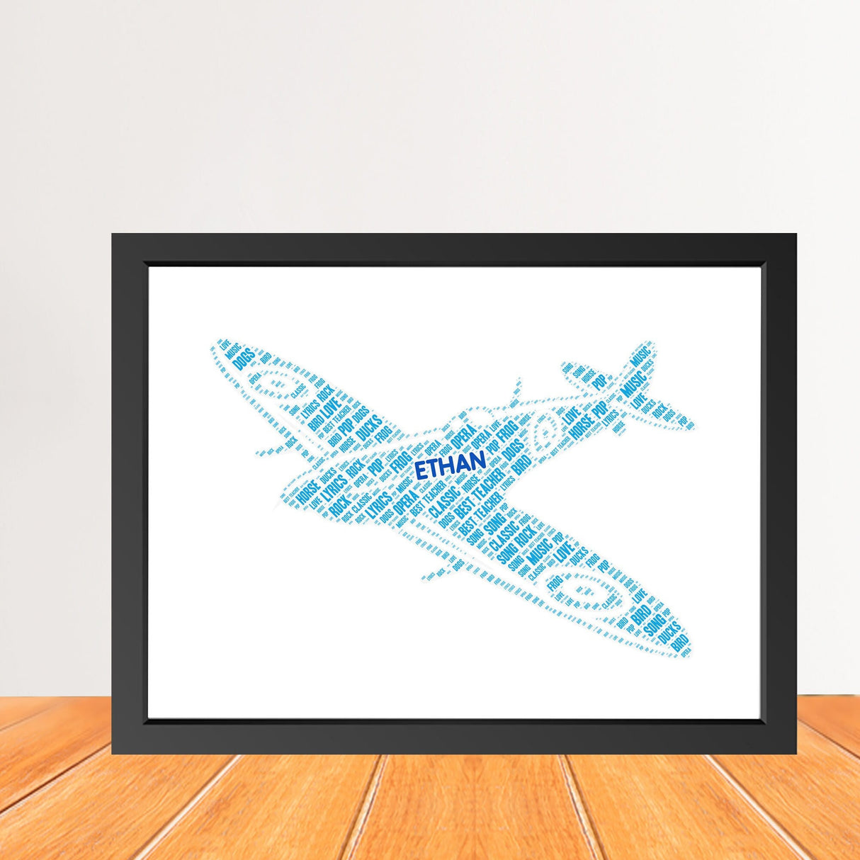 Personalized Airplane Word Art Print, Custom name aircraft word cloud print