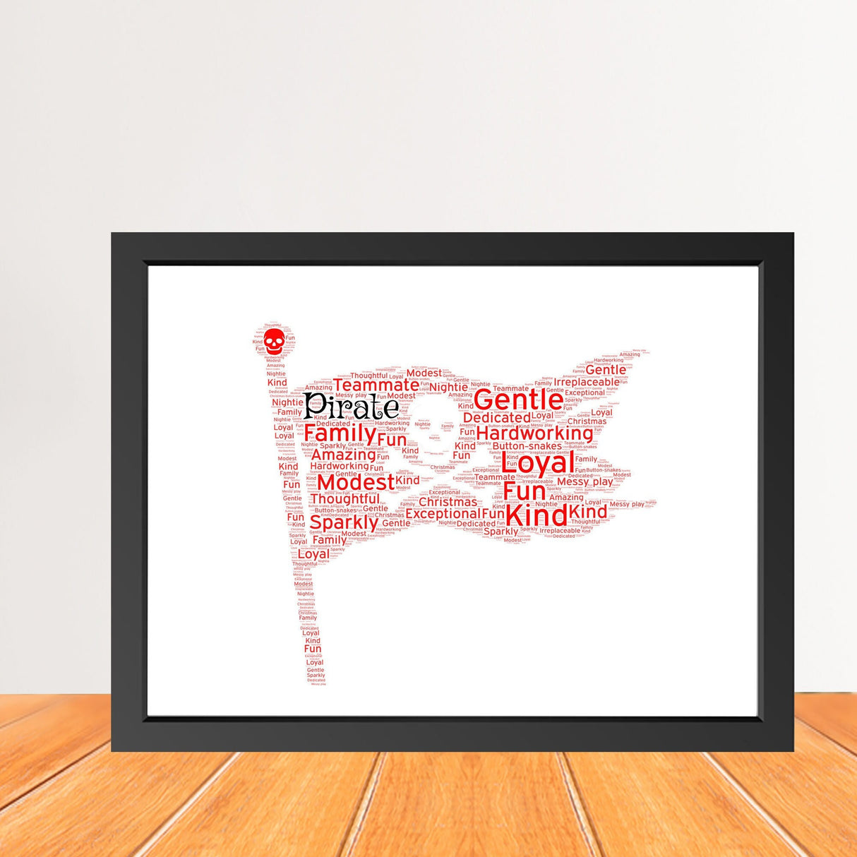 Personalised Pirate flag Word Art Print, Custom pirate flag Word Wall Art