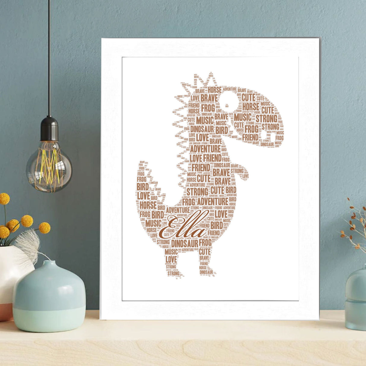 Personalized Dino Word Art Print, Custom Dino Word cloud print, Sister, Brother Birthday gift, Mother's Day, Christmas gifts Framed Print