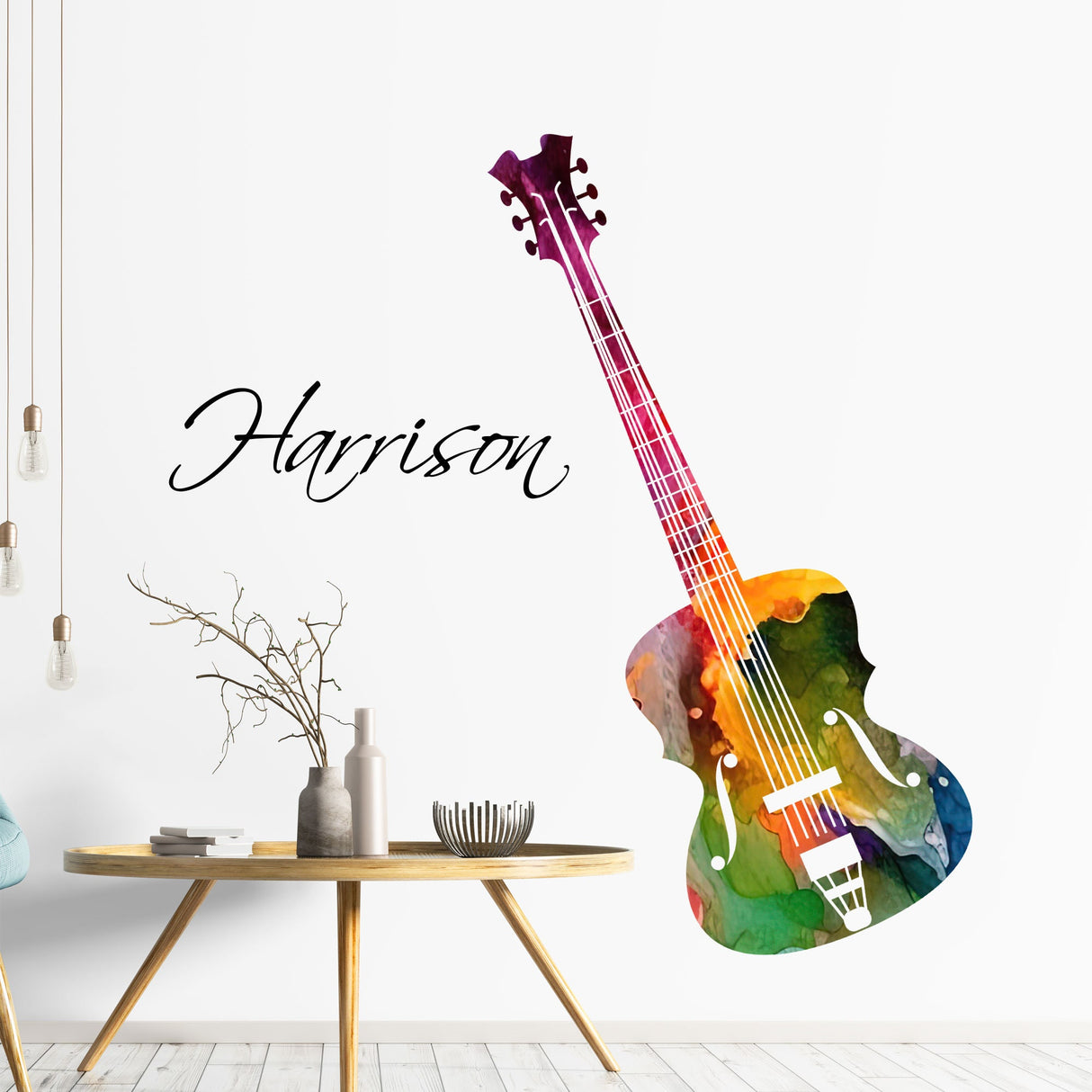 Personalised violin Wall stickers vinyl Paint splash, custom Name violin wall art decals, music studio, office, Home decor