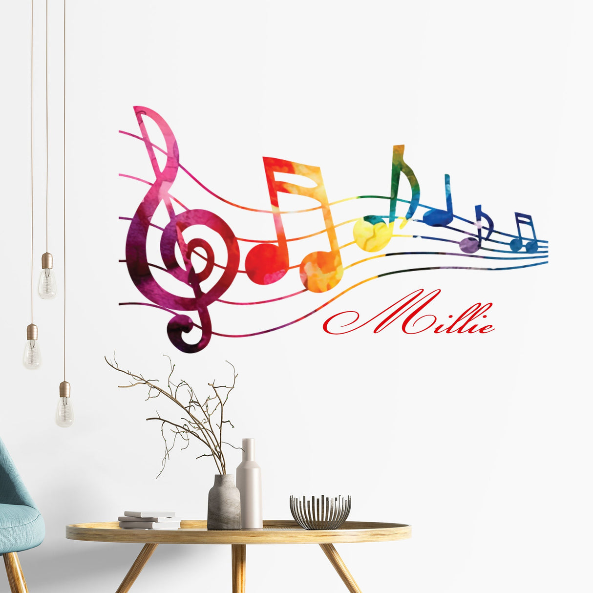 Music Notes Wall stickers vinyl Personalised Name Music wall art decals, removable Vinyl Studio, office, Home decor