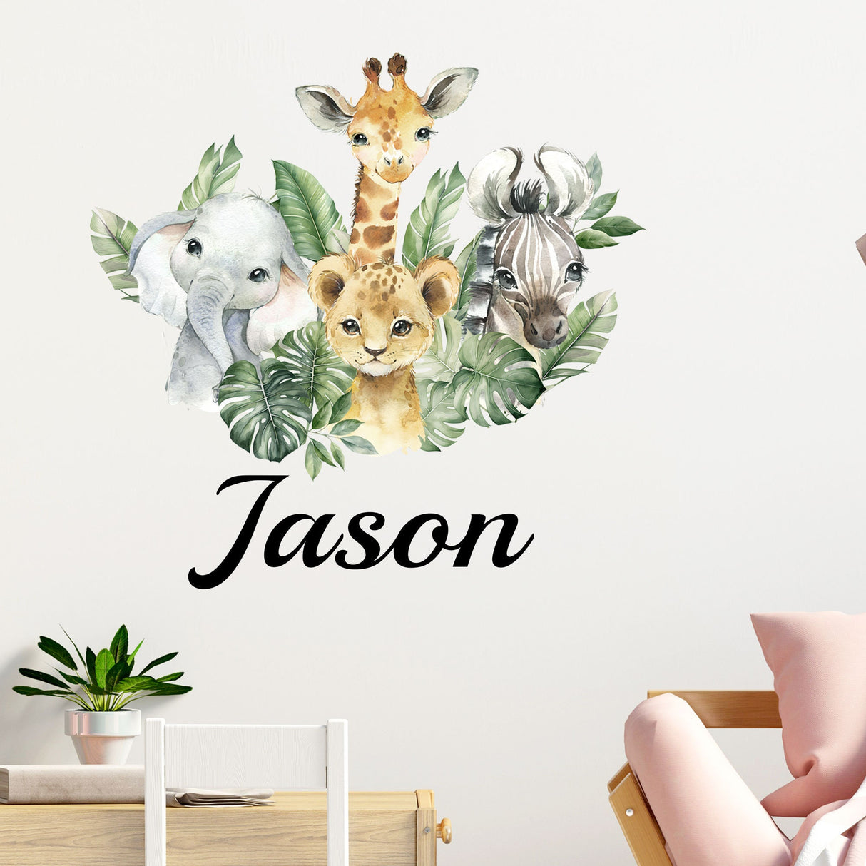Personalised Safari Jungle Theme Wall Decals