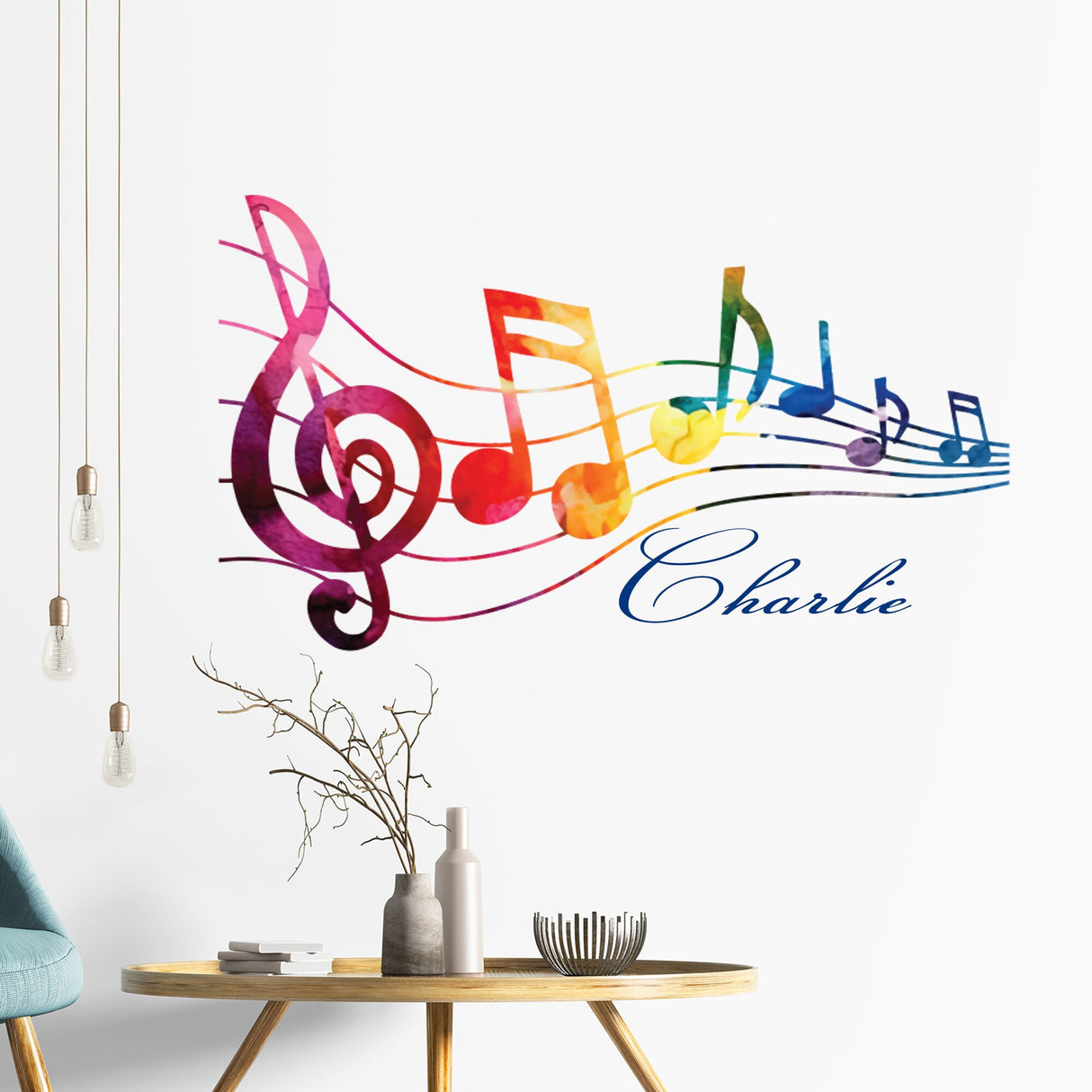 Music Notes Wall stickers vinyl Personalised Name Music wall art decals, removable Vinyl Studio, office, Home decor