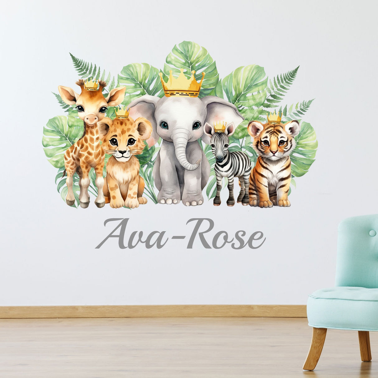 Personalised Safari Stickers Nursery Wall