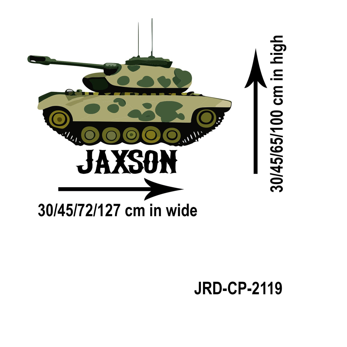 Army Tank Wall Stickers Personalised Name Kids Bedroom Baby Nursery Playroom Home Decor