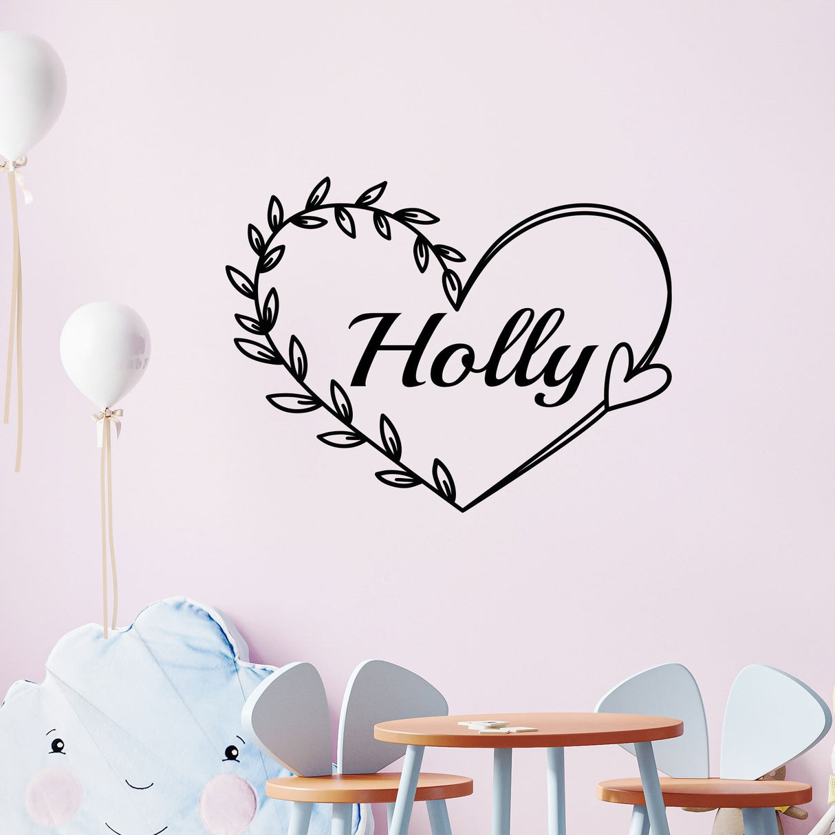 Girl's Name border wall stickers, Custom Name wall stickers, Personalised name vinyl wall decals, Wall Stickers for Girls Nursery Decor