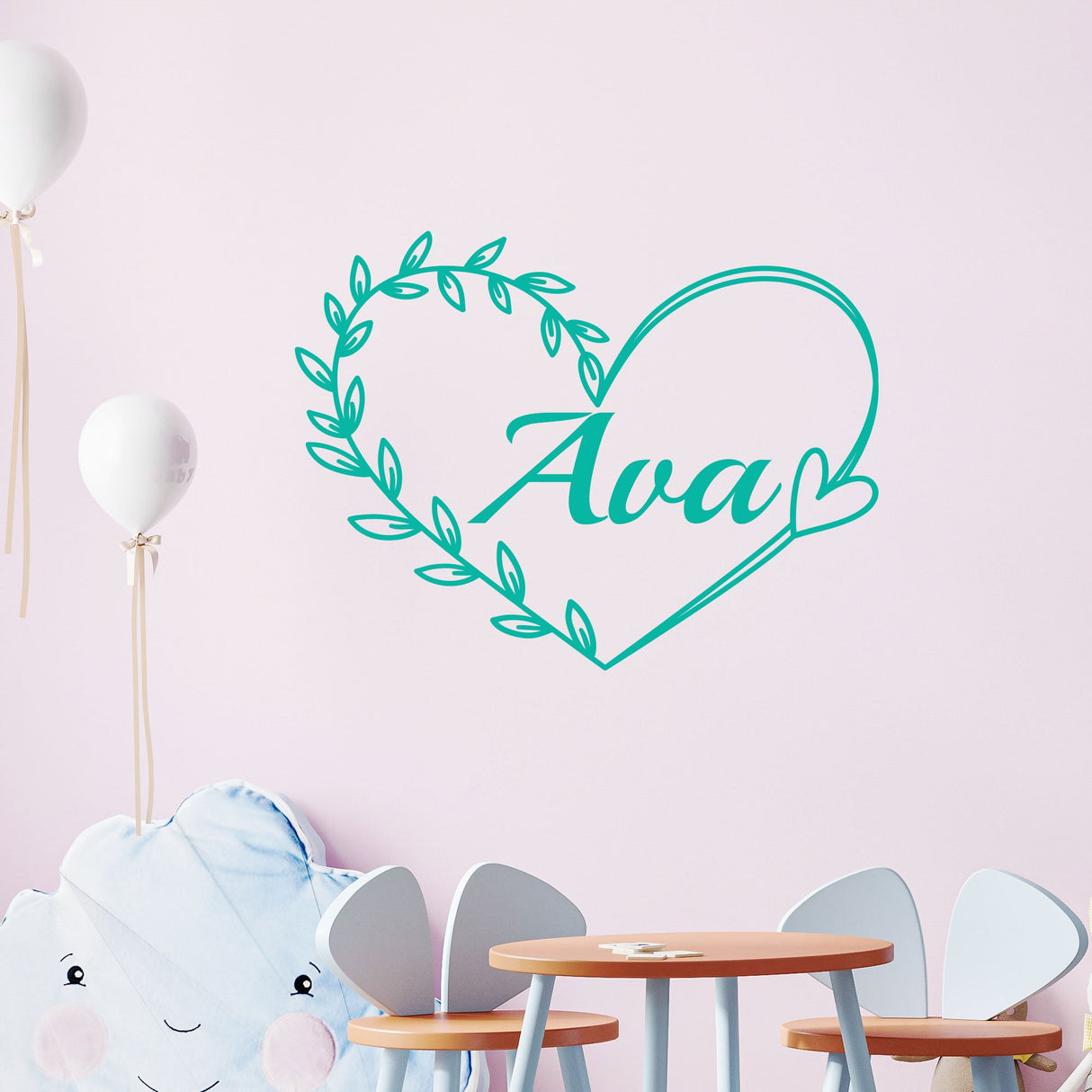 Girl's Name border wall stickers, Custom Name wall stickers, Personalised name vinyl wall decals, Wall Stickers for Girls Nursery Decor