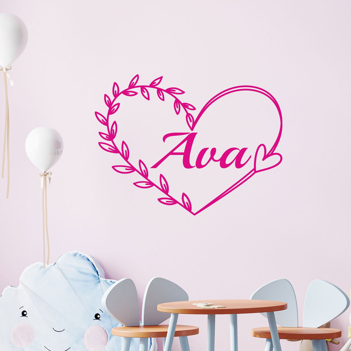Girl's Name border wall stickers, Custom Name wall stickers, Personalised name vinyl wall decals, Wall Stickers for Girls Nursery Decor