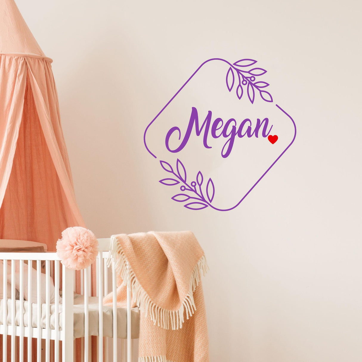 Girl's Name border wall stickers, Custom Name wall stickers, Personalised name vinyl wall decals, Wall Stickers for Girls