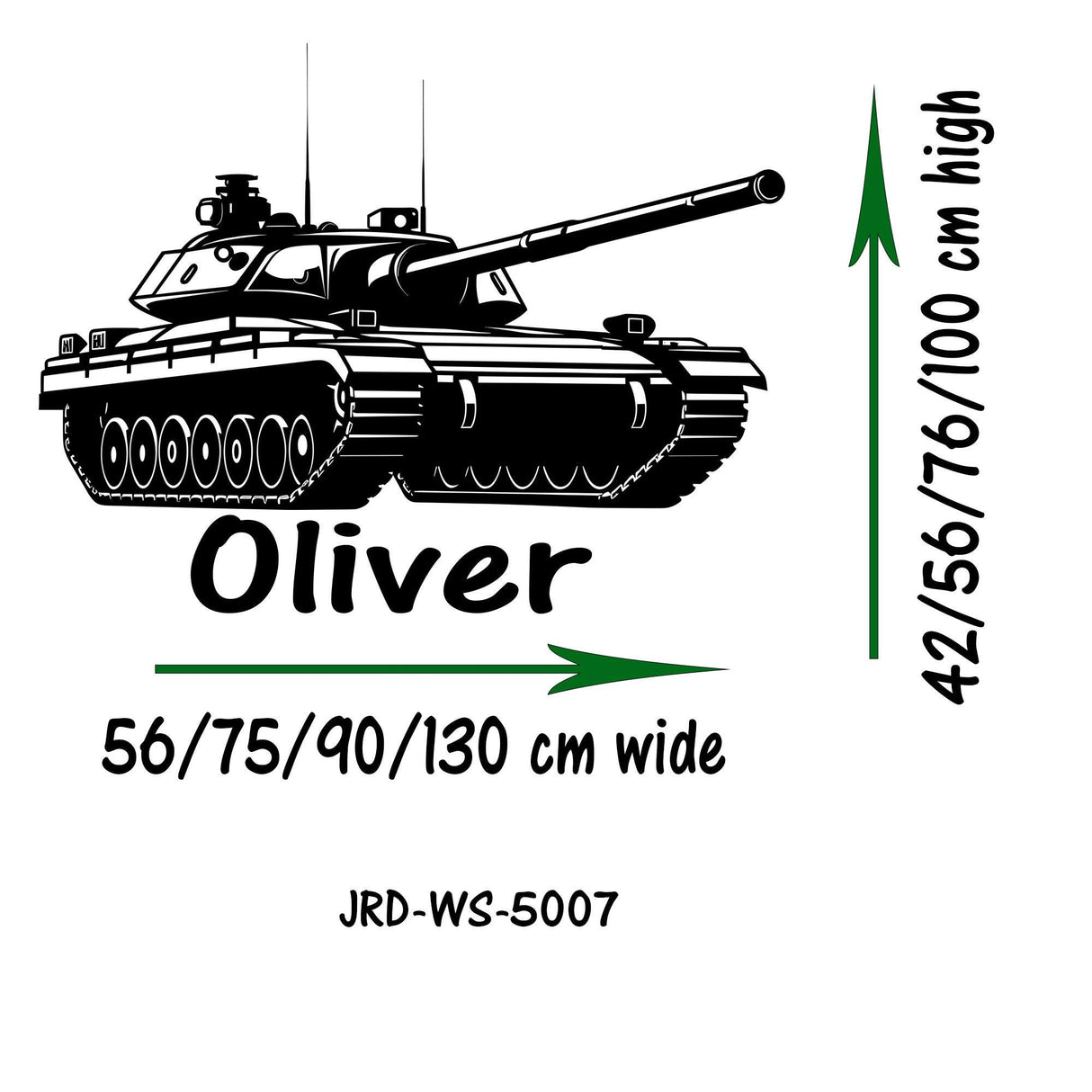 Army Tank Wall Stickers Personalised Name, Custom Name Tank Vinyl Wall Decals, Kids Bedroom Baby Nursery Playroom Home Decor