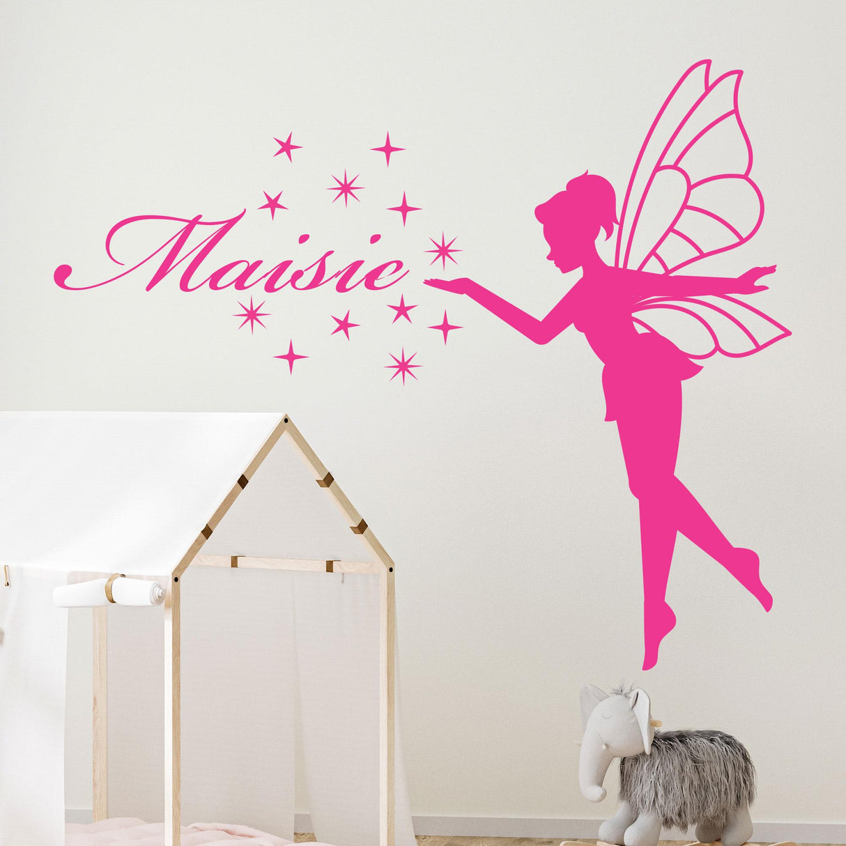 Personalised Name Fairy wall decals, fairy wall stickers for baby girls' nursery, Nursery, Playroom Home Decor, Custom Girls' Bedroom Decal