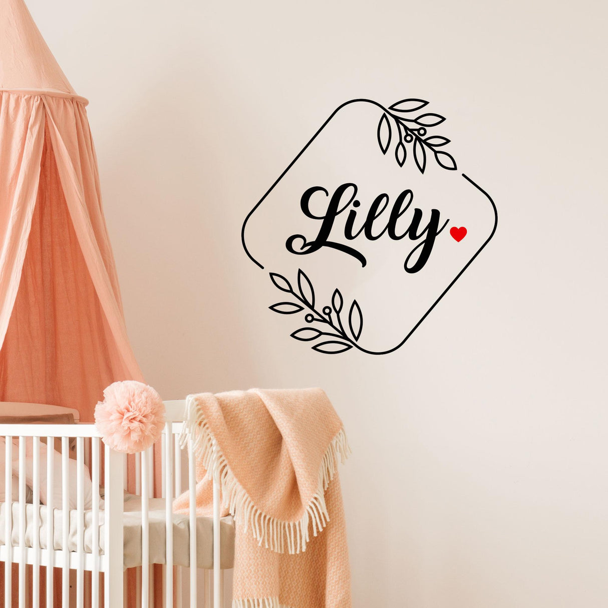 Girl's Name border wall stickers, Custom Name wall stickers, Personalised name vinyl wall decals, Wall Stickers for Girls